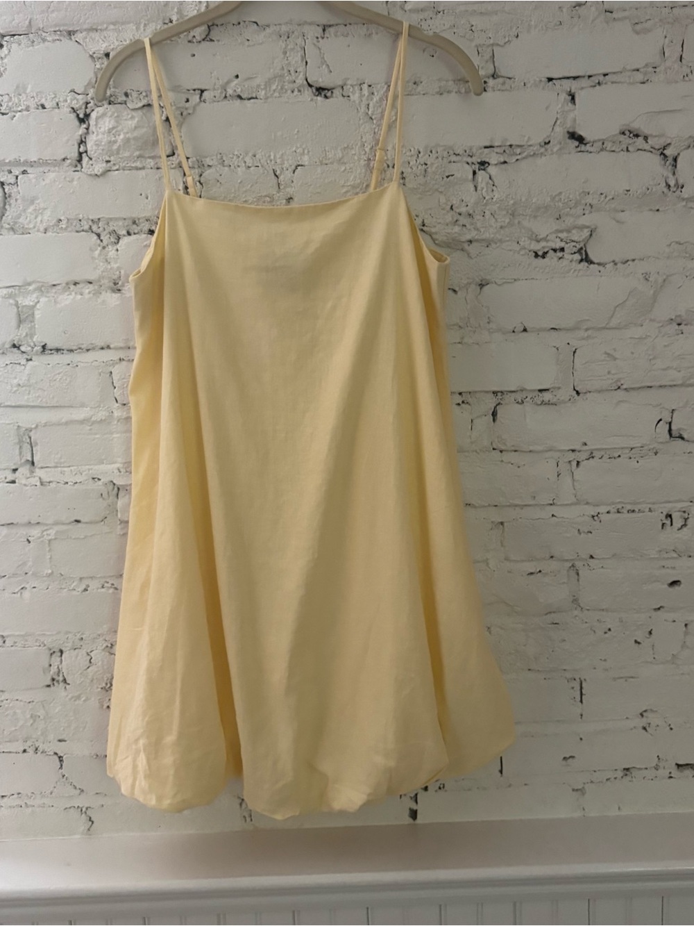 GAP Butter Yellow Linen Blend Bubble Hem Mini Dress S NWT - Picture 10 of 10